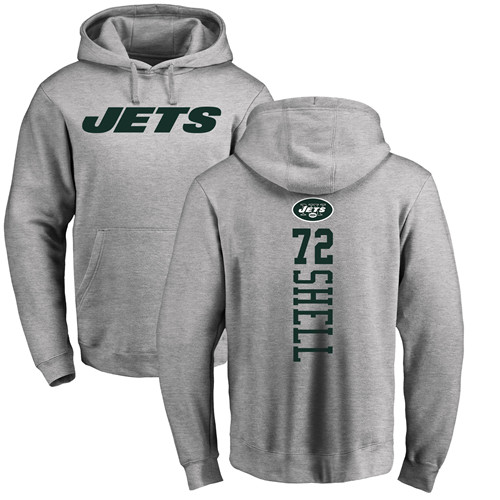 New York Jets Men Ash Brandon Shell Backer NFL Football #72 Pullover Hoodie Sweatshirts->youth nfl jersey->Youth Jersey